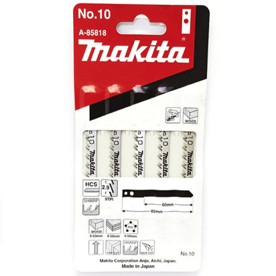 Makita A-85818 JIGSAW BLADE 5PC/PACK NO.10 FAST CUT 9 TPI FOR WOOD & PLASTICS