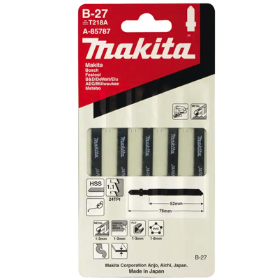 Makita A-85787 JIGSAW BLADE 5PC/PACK B27 24TPI FOR METALS & PLASTICS