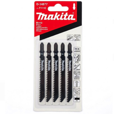 Makita D-34877 T-111C JIGSAW BLADE 5PC/PACK 74MM X 8TPI FOR WOOD
