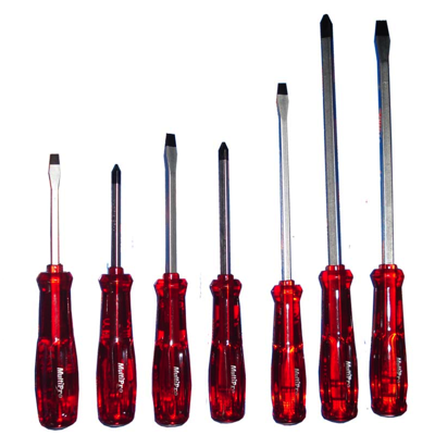 Orex LIGHT GO-THRU SCREWDRIVER SET 7PC/SET RED