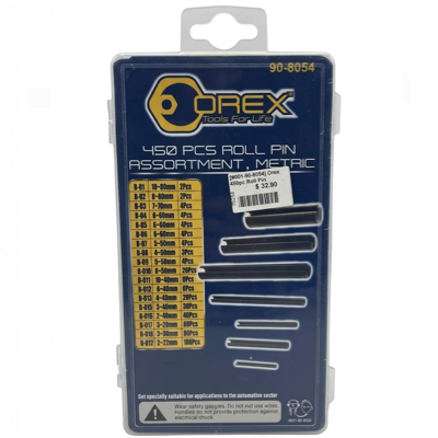Orex ROLL PIN ASSORTMENT METRIC MM 450PC/SET 90-8054