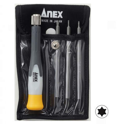 ANEX 3602 Precision Screwdriver (Replacement Type) Super Fit, Hex Lobe Bits 3PC/SET