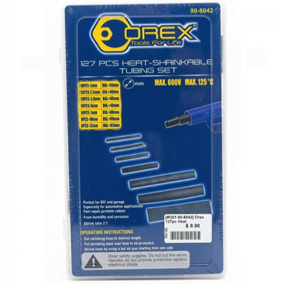 Orex 127PC HEAT SHRINK TUBING SET ASSORTED SIZES 2MM-13MM 90-8042