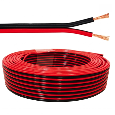 IWILL 2 CORE X 23 BLACK & RED FLAT PVC ELECTRICAL WIRE 50 YARDS (46M) ROLL