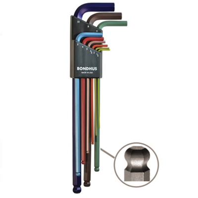Bondhus BLX9MXLCG HEX KEY L-WRENCH SET With Ball End (Colour) Metric