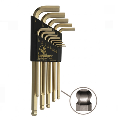 Bondhus BLX9MG GOLD HEX KEY l-WRENCH SET With Ball End (Metric)