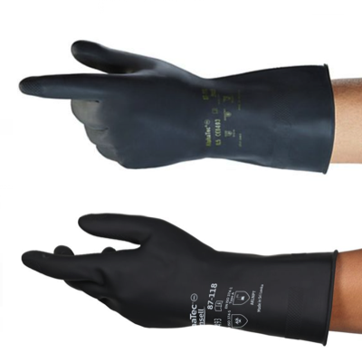 Ansell ALPHATEC 87-118 Thick Natural Rubber Latex Work Gloves (CHEMICAL RESISTANCE)