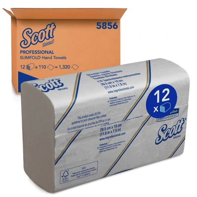 Kimberly Clark KC5856 SCOTT Compact Paper Hand Towels SLIMFOLD 12PACKS/BOX