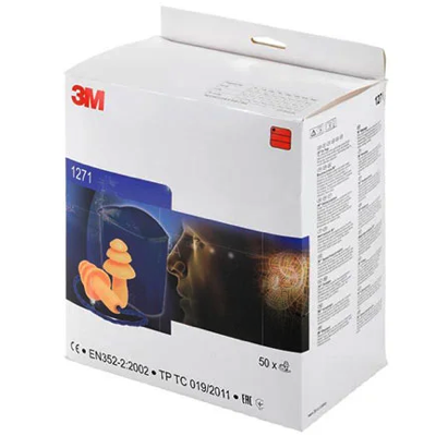 3M 1271 Corded Reusable Ear Plug With Carry Case 50PAIRS/BOX
