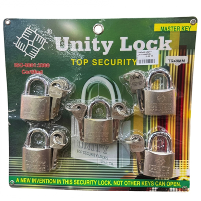 UNITY 40MM MASTER KEY LOCK SET (KEY DIFF WITH 1 SET MASTER KEY) 5PC/SET