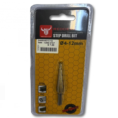 REDDEVILS STEP DRILL BIT HSS 4MM-12MM (1/4 HEX SHANK)
