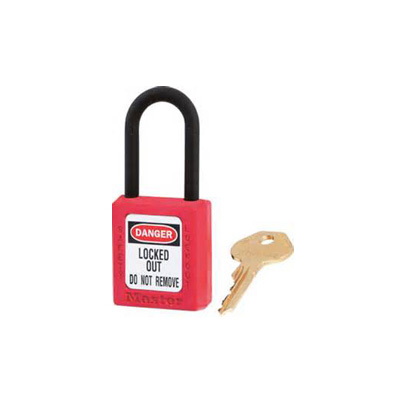 Masterlock 406RED Dielectric ZENEX Thermoplastic Safety Padlock 1-1/2" (38MM) Wide 1-1/2" (38MM) Nylon Shackle