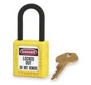 Masterlock 406YELLOW Dielectric ZENEX Thermoplastic Safety Padlock 1-1/2" (38MM) Wide 1-1/2" (38MM) Nylon Shackle