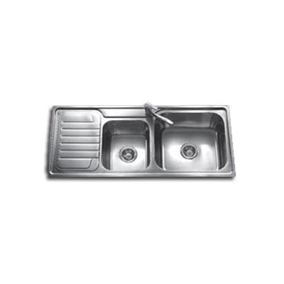 Rubine Stainless Steel Kitchen Sink 1-3/4 Bowl 1 Drainer Square Edges L/R