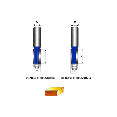 G-TECH S92-2 Tungsten Carbide Router Straight Bit With SINGLE BEARING GUIDE 1/2 SHANK