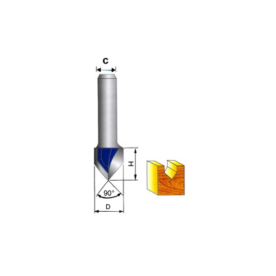 G-TECH Tungsten Carbide V-GROOVING Bit 1/4 Shank