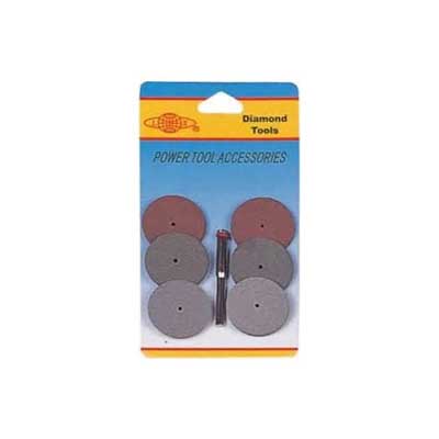 DMD LX-04023, Rubber Disc W/ 3 Grit Number + 1 Mandrel 7PC/Pack
