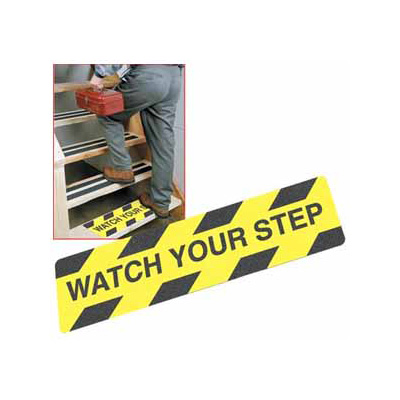 WATCH YOUR STEP, Anti-Slip Tapes, 15CM X 60CM, Self-Adhesive, 2PC/Pack