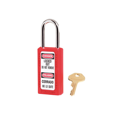 Masterlock 411RED, Red Zenex Thermoplastic Safety Padlock, 1-1/2in (38MM) Wide with 1-1/2in (38MM) Shackle