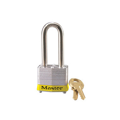 Masterlock 3LHYLW Yellow Laminated Steel Safety Padlock, 1-9/16in (40MM) Wide, 2"/50MM Shackle Height