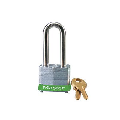 Masterlock 3LHGRN, Green Laminated Steel Safety Padlock, 1-9/16in (40MM) Wide, 2"/50MM Shackle Height
