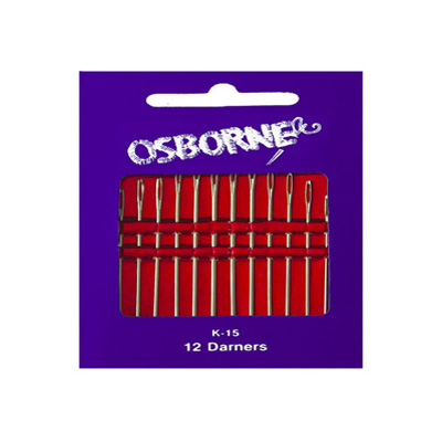 OSBORNE Needles No. K-15 -Needle Card 20 Sewing Needles, 10 Damers & Threader 15040