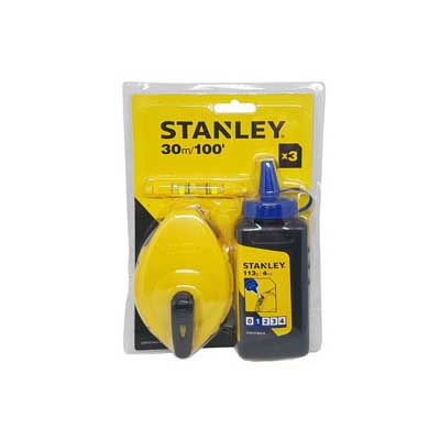 Stanley 47443 With Blue Chalk And Line Level 30M/100FT