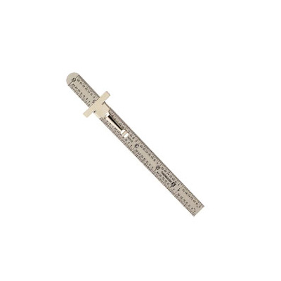 Johnson 7202, 6"/150MM Stainless Steel, Pocket Clip Rule, Inches Graduation