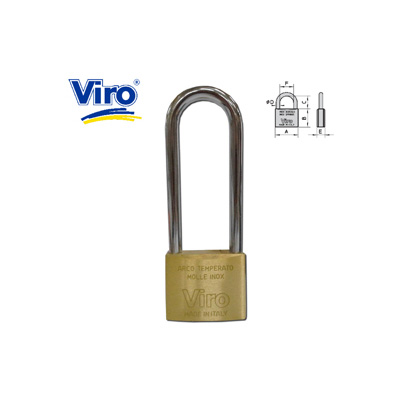 VIRO 314.64.PV, Rectangular Padlock Long Shackle - Patented Key