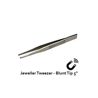 M10 TI-219, Stainless Steel Jeweller Tweezer With Blunt Tips (Magnetic Tip)