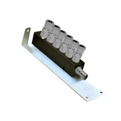 River 6 Way, Manifold With SM20 Type Female Couplers On Wall Bracket