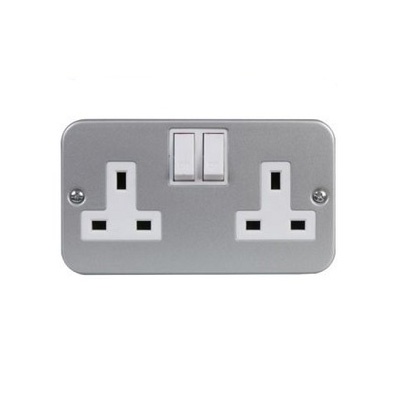 Metal Clad Switch Socket 2 X 13A Double