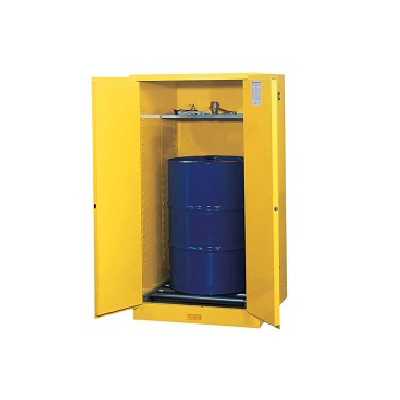 Justrite 896260, Vertical Drum Safety Cabinet & Drum Rollers, 55 GAL, 1 Shelf, 2 Doors