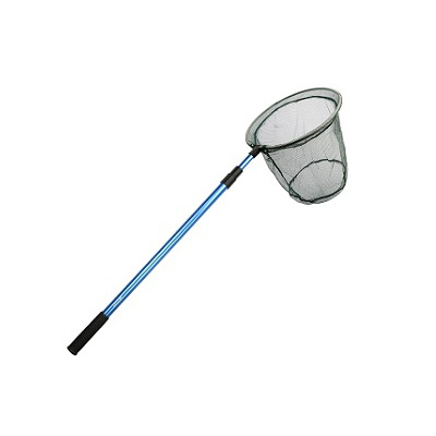 Fish Scoop Net, Round Fine Netting, With Extending Telescoping Pole Handle