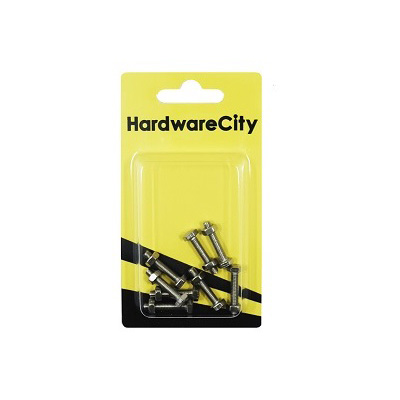HWC SS316 Marine Fasteners, M4 X 20, Hexagon Bolts And Nut, 8PC/Pack
