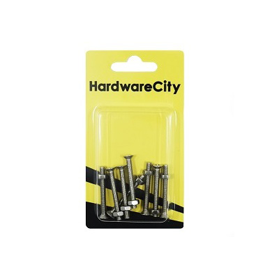 HWC SS316 Marine Fasteners, M4 X 35, Phillips Countersunk Screws And Nut, 8PC/Pack