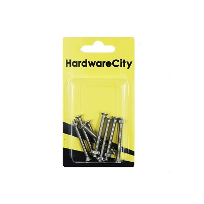 HWC SS316 Marine Fasteners, M4 X 40, Phillips Countersunk Screws And Nut, 8PC/Pack