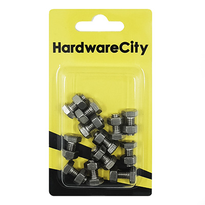 HWC SS316 Marine Fasteners, M6 X 12, Hexagon Bolts And Nut, 10PC/Pack