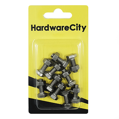 HWC SS316 Marine Fasteners, M6 X 16, Hexagon Bolts And Nut, 10PC/Pack