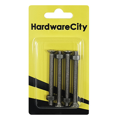 HWC SS316 Marine Fasteners, M6 X 60, Phillips Countersunk Screws And Nut, 4PC/Pack