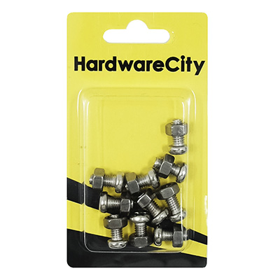 HWC SS316 Marine Fasteners, M6 X 12, Phillips Pan Screws And Nut, 10PC/Pack