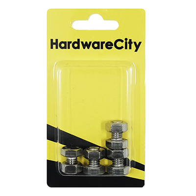 HWC SS316 Marine Fasteners, M8 X 12, Hexagon Bolts And Nut, 4PC/Pack