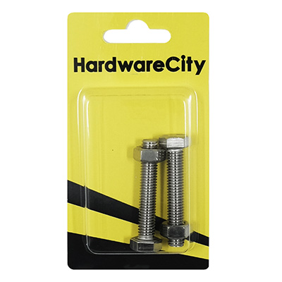 HWC SS316 Marine Fasteners, M8 X 45, Hexagon Bolts And Nut, 2PC/Pack