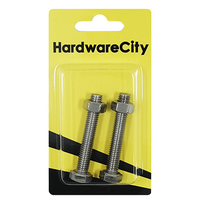 HWC SS316 Marine Fasteners, M8 X 50 Hexagon Bolts And Nut, 2PC/Pack