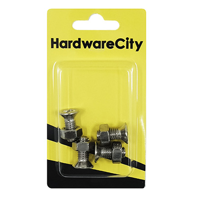 HWC SS316 Marine Fasteners, M8 X 20, Phillips Countersunk Screws And Nut, 4PC/Pack