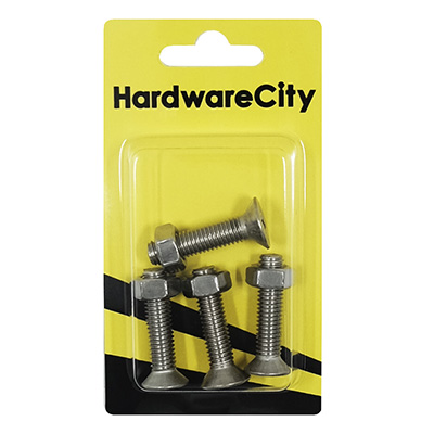 HWC SS316 Marine Fasteners, M8 X 35 Phillips Countersunk Screws And Nut, 4PC/Pack