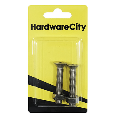 HWC SS316 Marine Fasteners, M8 X 45, Phillips Countersunk Screws And Nut, 2PC/Pack