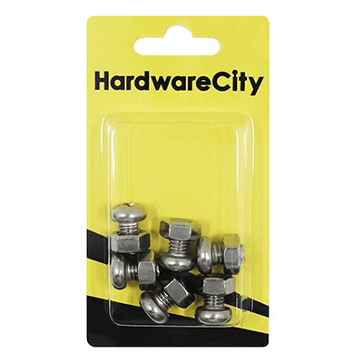 HWC SS316 Marine Fasteners, M8 X 12, Phillips Pan Screws And Nut, 6PC/Pack