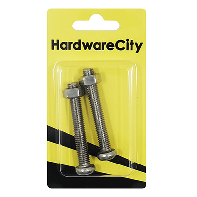 HWC SS316 Marine Fasteners, M8 X 55, Phillips Pan Screws And Nut, 2PC/Pack