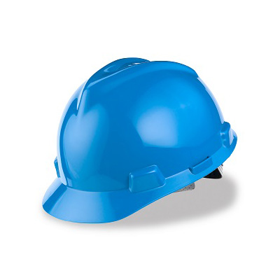 MSA (China) Standard V-GARD Safety Helmet, Slotted Cap Blue (FAS-TRAC Ratchet Suspension)